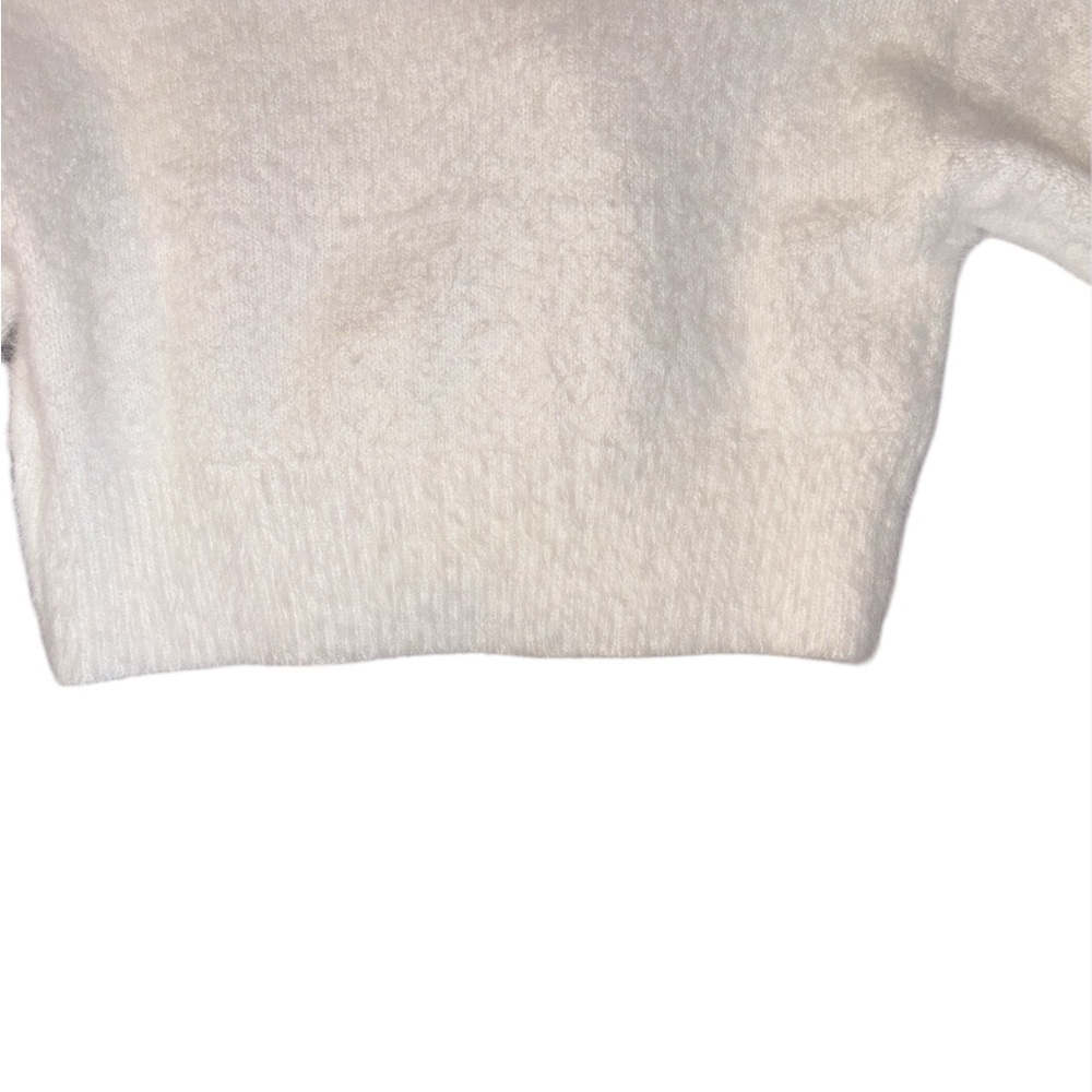 More To Come Valentina Cropped Cardigan Ivory Knit Fuzzy Button Up Size XS - Picture 7 of 8